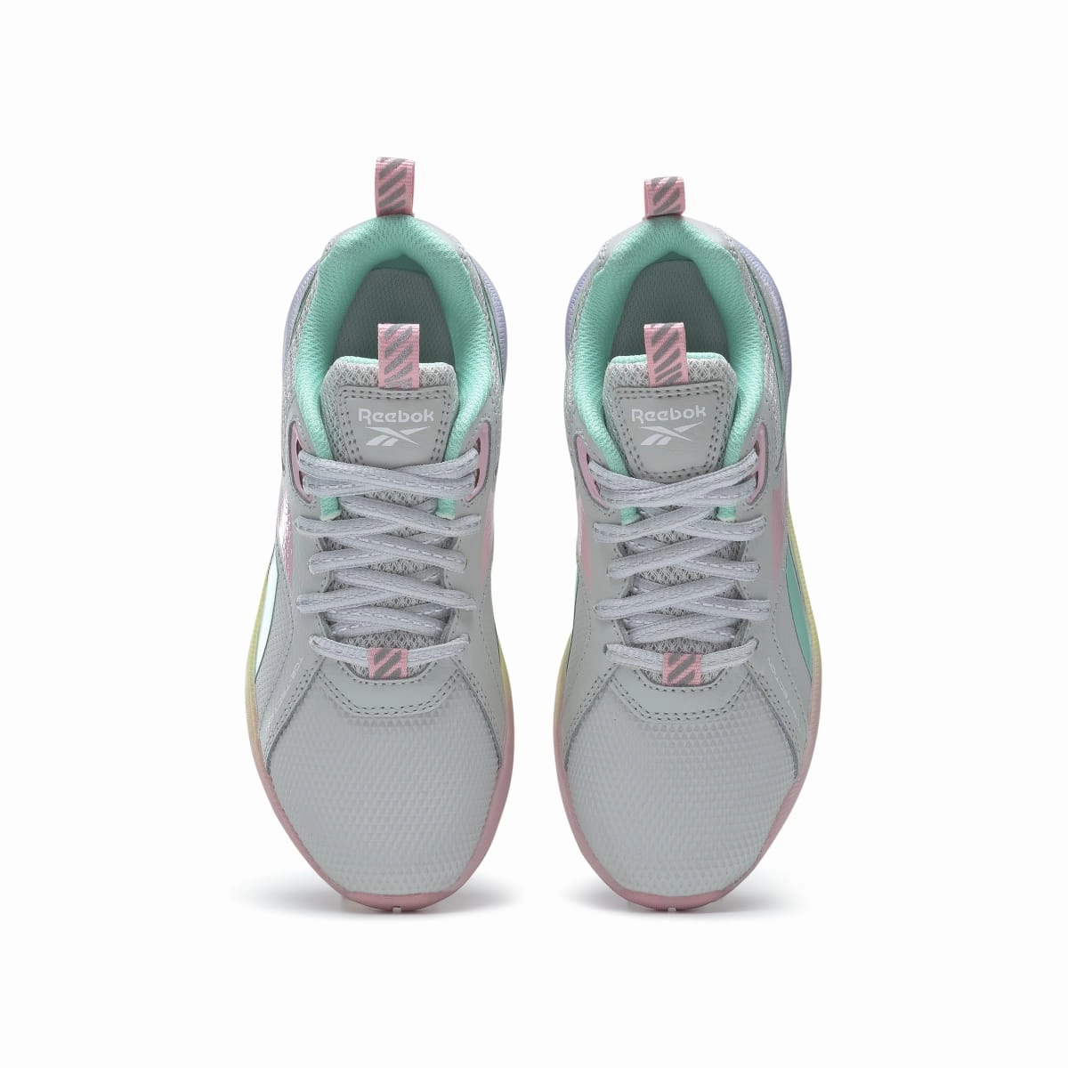 Minimal Edge soft feel REEBOK HQ4007 DURABLE XT KID'S (Medium) Grey/Pink/Mint Leather & Rubber Running Shoes