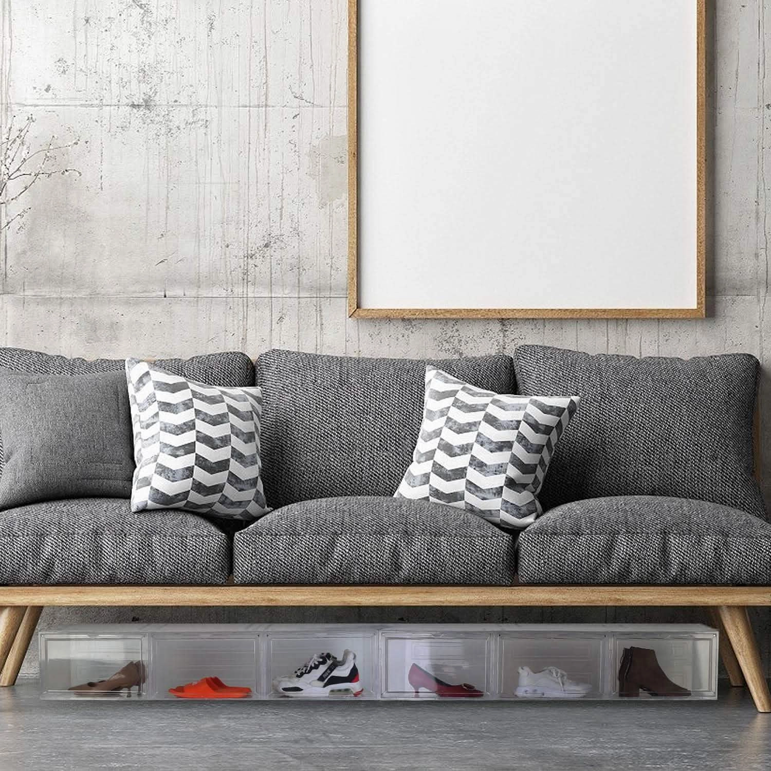 6-Pack: Collapsible Shoe Box Stackable Shoe Storage Bin with Magnetic Door Asics Wrestling Shoes Cael V7.0