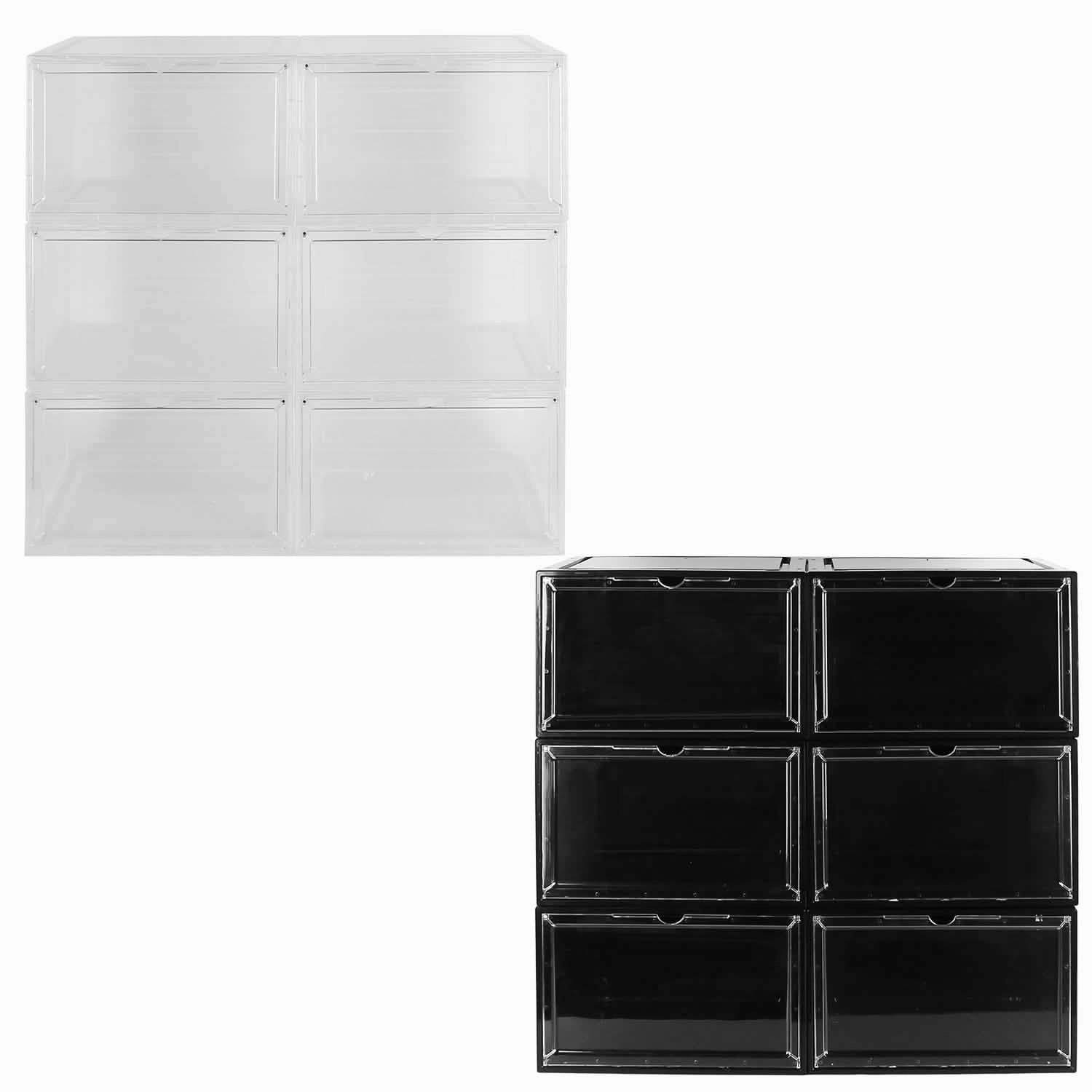 Asics Shoes Categories 6-Pack: Collapsible Shoe Box Stackable Shoe Storage Bin with Magnetic Door