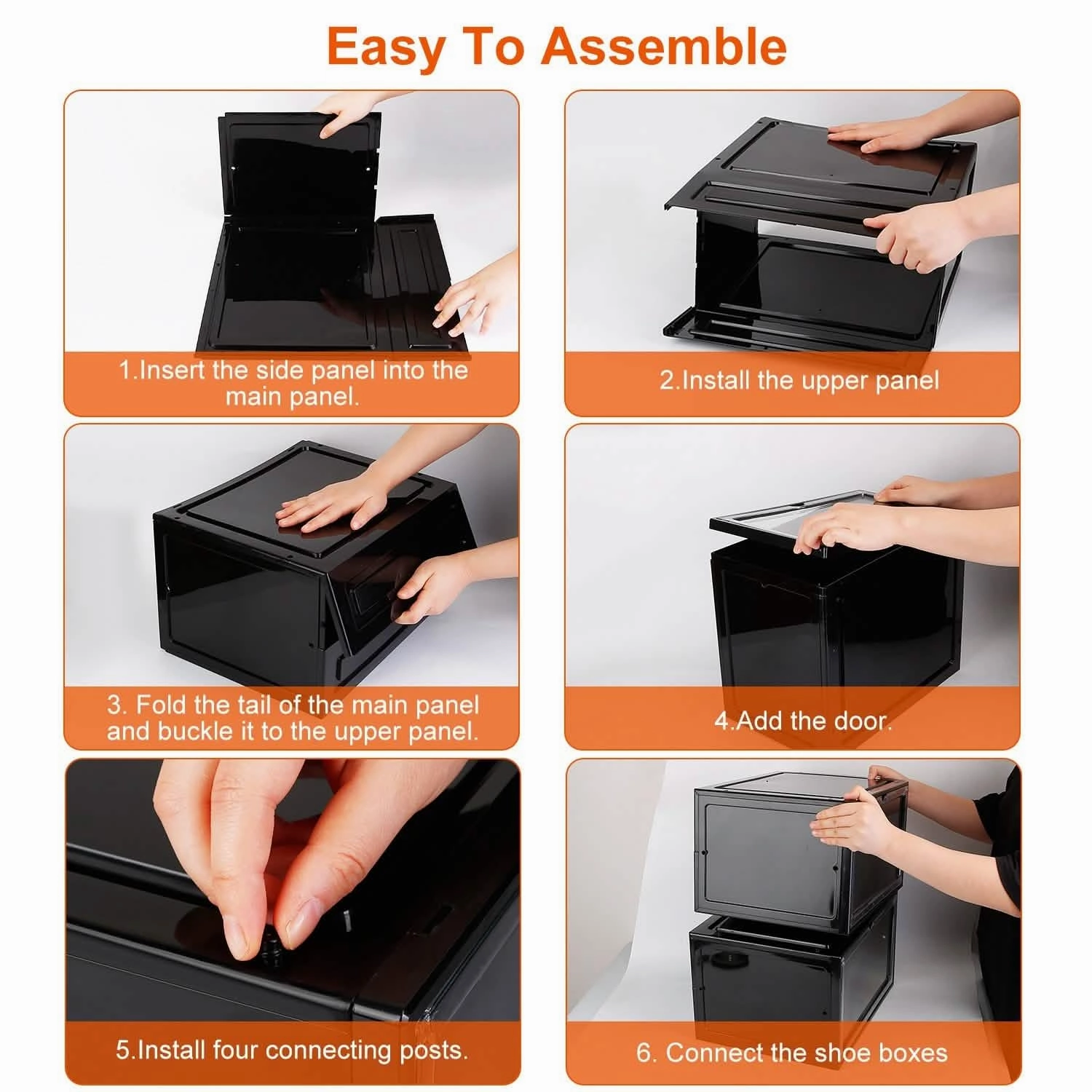 6-Pack: Collapsible Shoe Box Stackable Shoe Storage Bin with Magnetic Door Asics Gel Turf Shoe