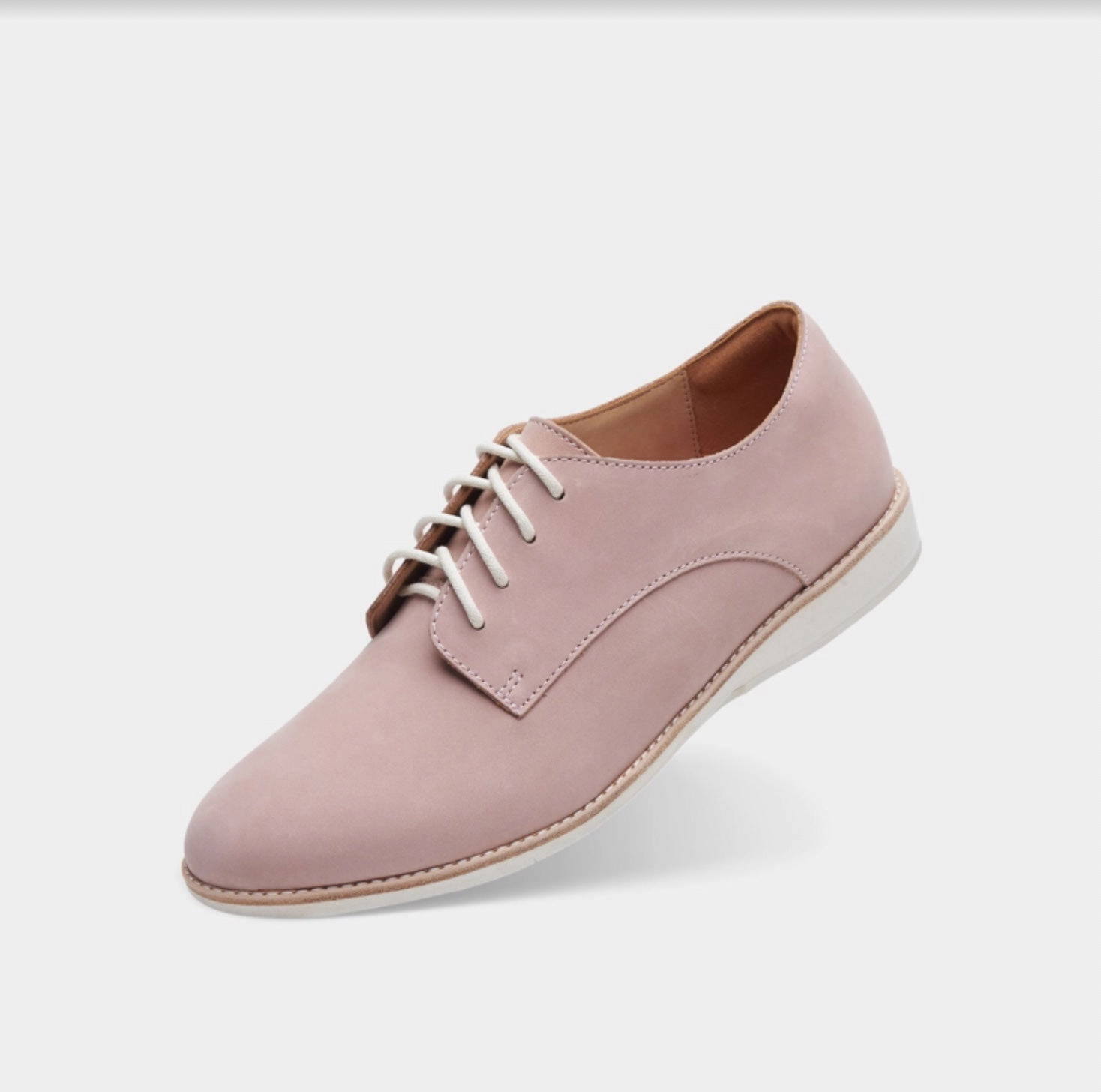 Indoor Comfort Range Step Rollie Derby Snow Pink Leather