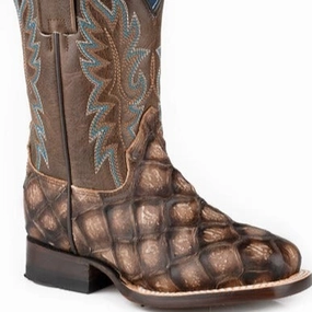 Roper Boy's River Square Toe Western Boot in Brown Jb Dillon Reserve Boots