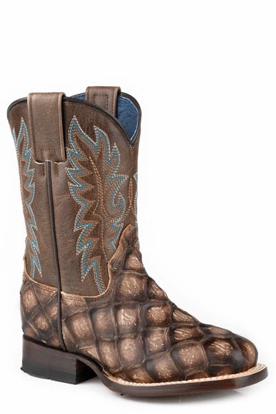 Best Motorcycle Boots Roper Boy's River Square Toe Western Boot in Brown