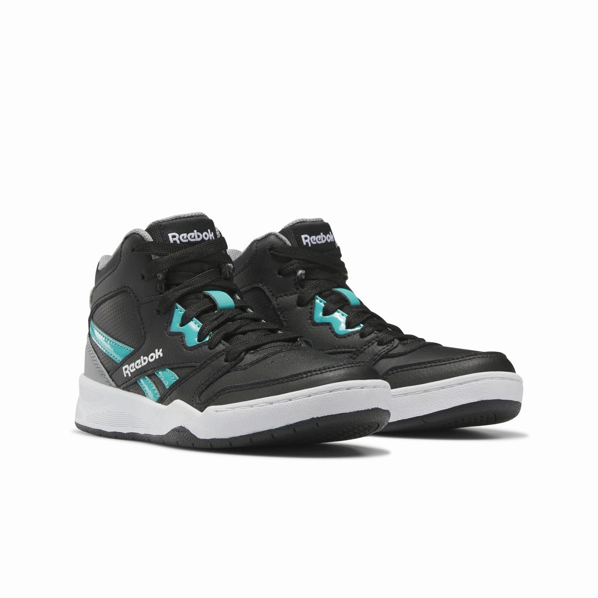 Lake Trek REEBOK GX1456 BB4500 COURT KID'S (Medium) Black/Grey/Teal Synthetic & Leather Basketball Shoes