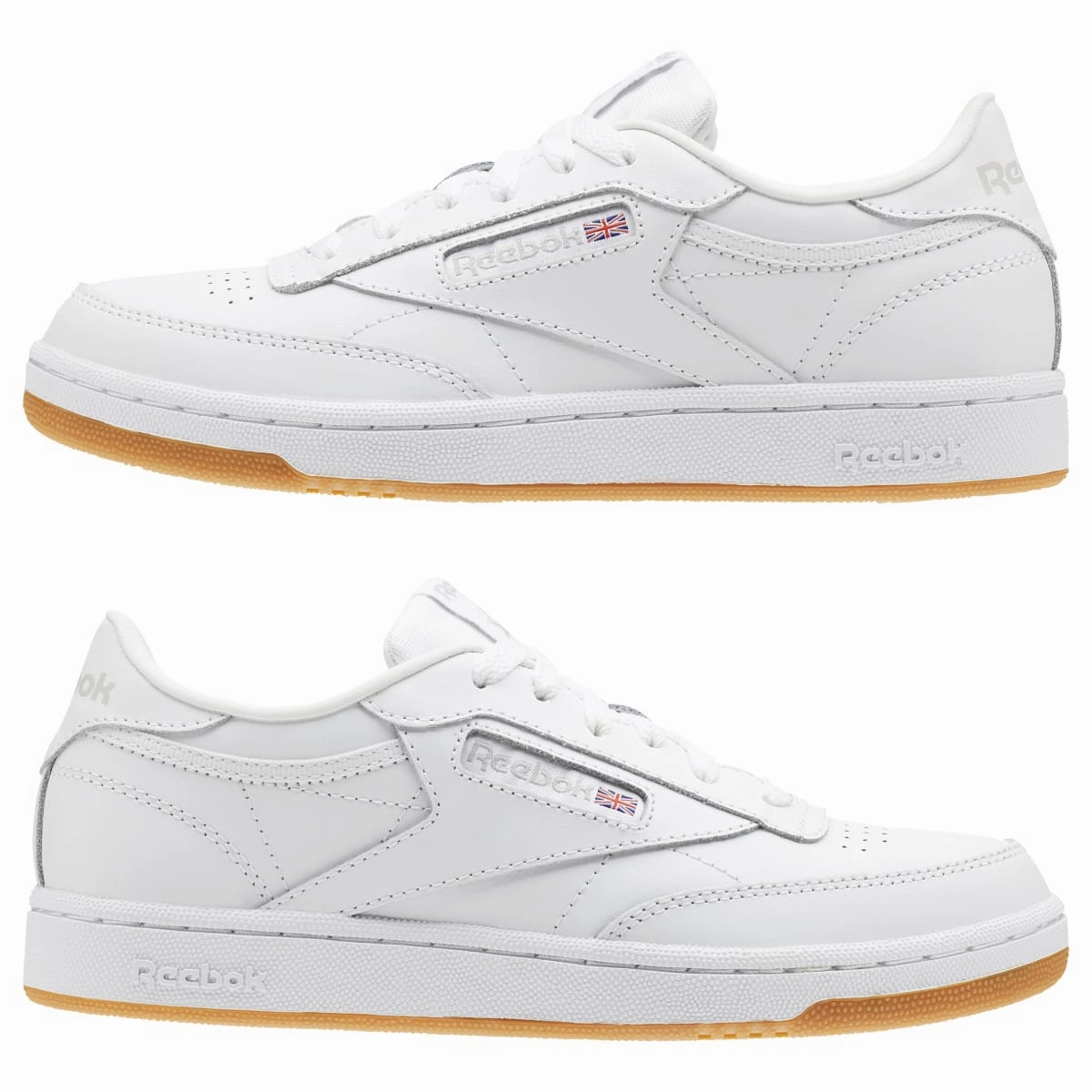 REEBOK CN5646 (100000213) CLUB C JR'S (Medium) White/Gum Leather Lifestyle Shoes Morning Step Outdoor Escape