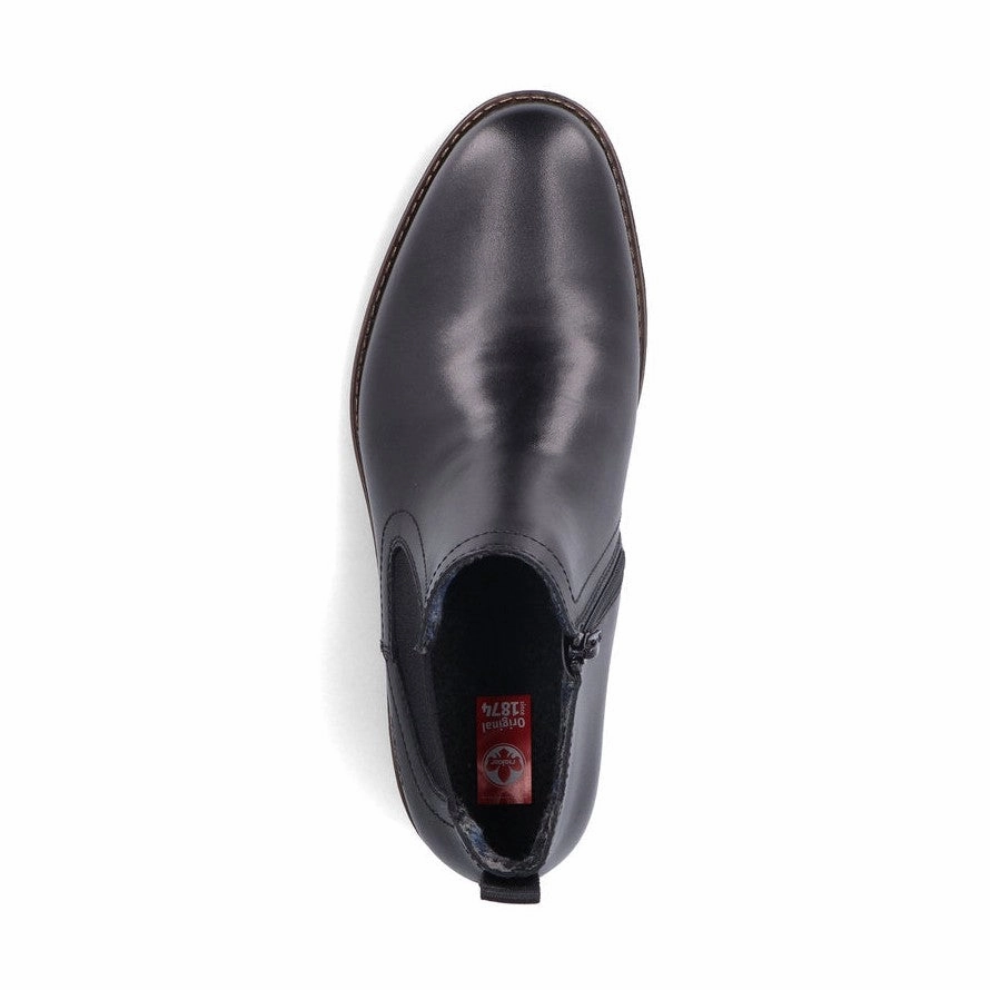 Six Inch Work Boots Rieker Men's Ankle boot with zip in leather BLACK 10374-00