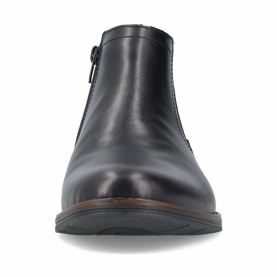 8 Inch Waterproof Work Boots Rieker Men's Ankle boot with zip in leather BLACK 10374-00