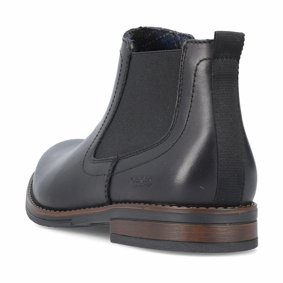 Rieker Men's Ankle boot with zip in leather BLACK 10374-00 Stores With Work Boots Near Me