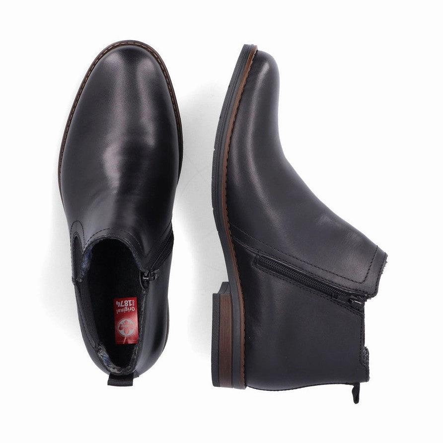 Work Boots Airwair Rieker Men's Ankle boot with zip in leather BLACK 10374-00