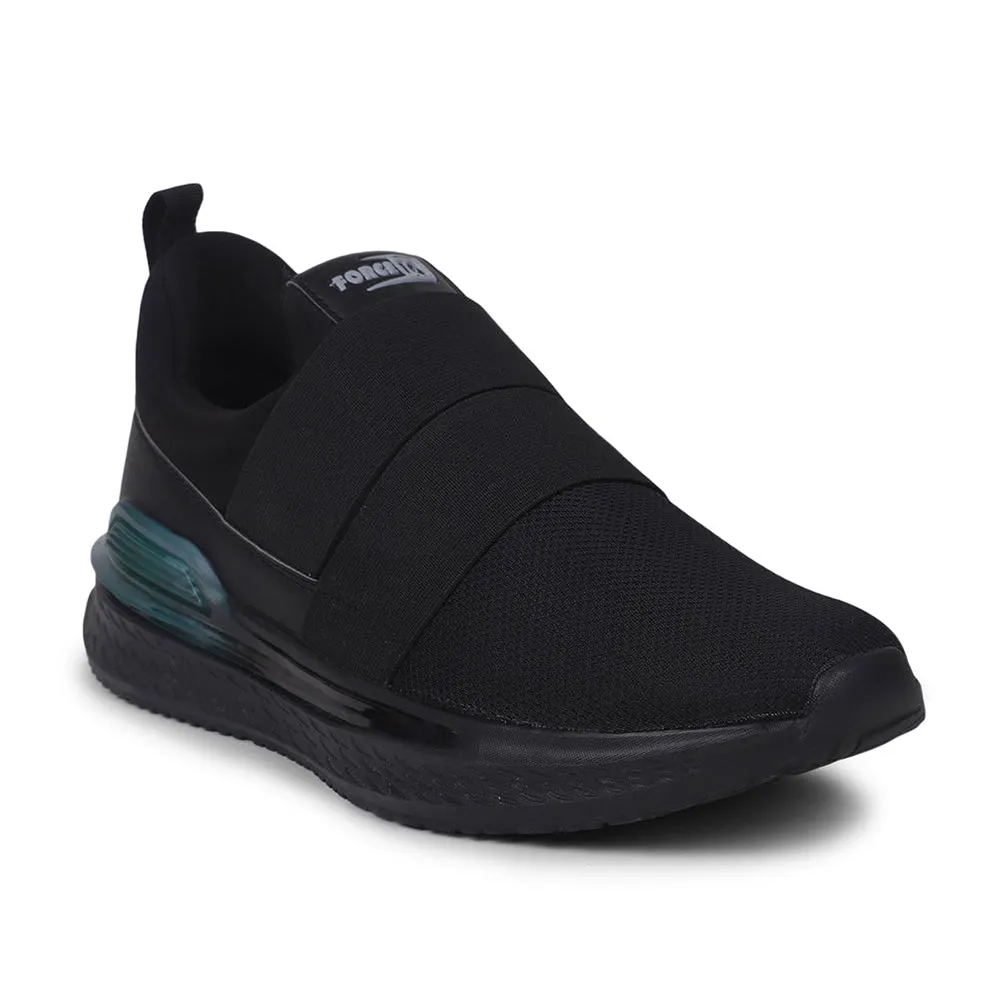 Force 10 Black Sports Non Lacing Walking Shoes For Men BLAKES-2E By Liberty On Cloud Gym Training Shoes