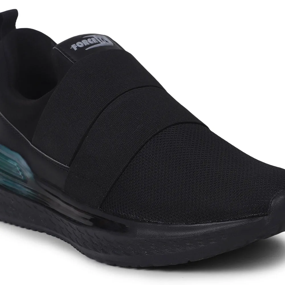 Force 10 Black Sports Non Lacing Walking Shoes For Men BLAKES-2E By Liberty Training Shoes Boxing