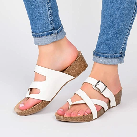 Journee Collection Womens Madrid Wedge Sandal  Color Black Size 7.5M Asics Gel Renma Pickleball Shoes Review