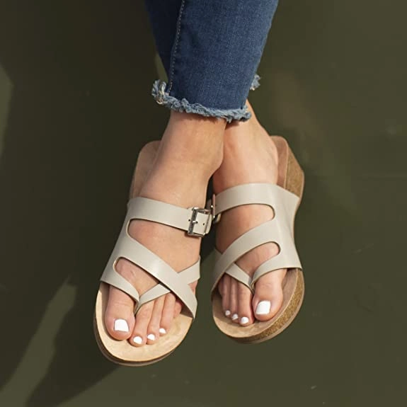 Journee Collection Womens Madrid Wedge Sandal  Color Black Size 7.5M Zero Drop Running Shoes Asics