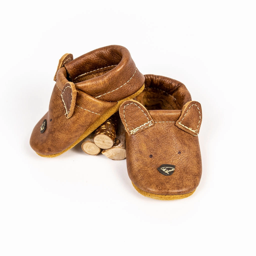 Hiking High Heel Russet Bear // Cute Critters Leather Shoes Baby and Toddler