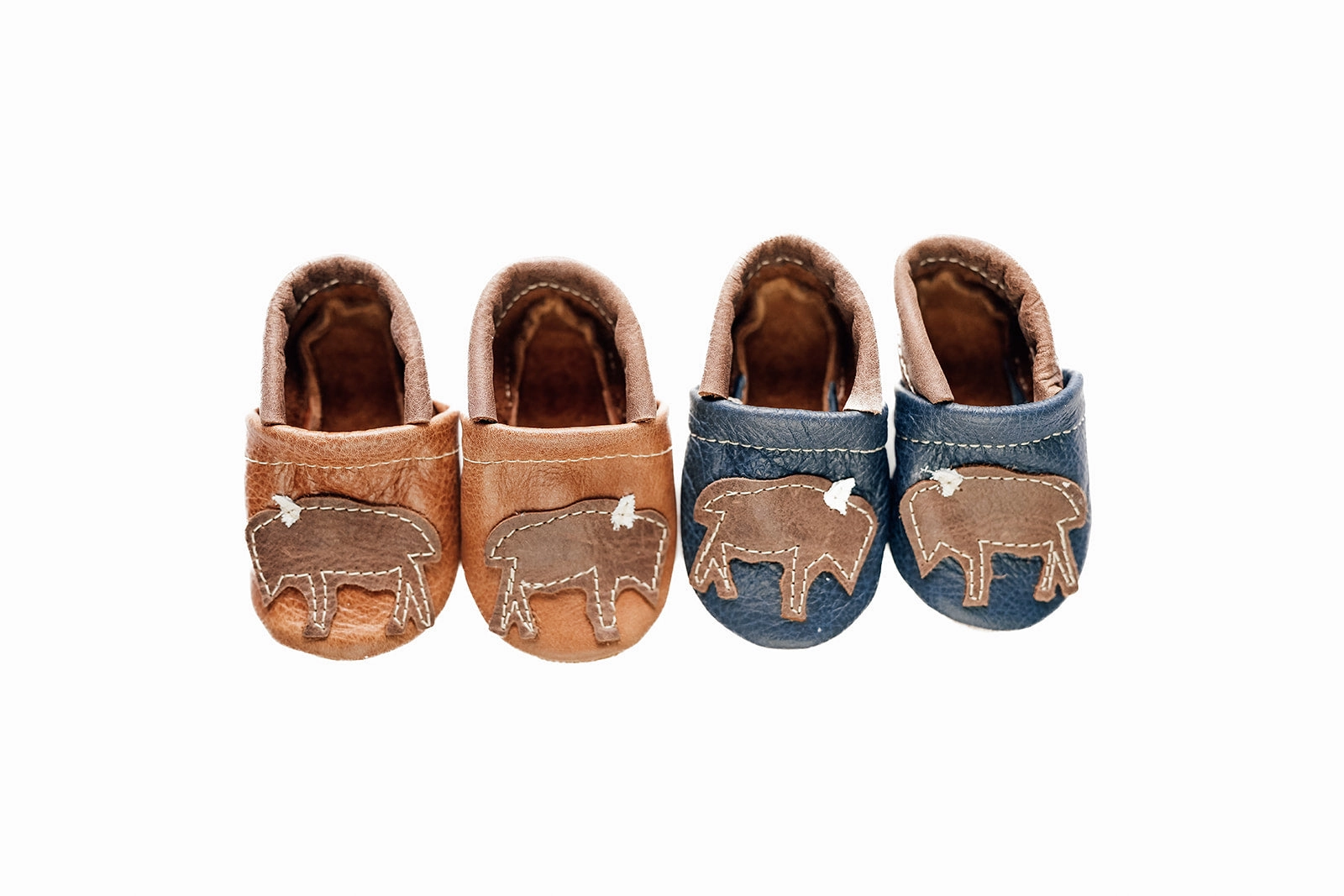 Flats That Look Like High Heels Saddle & Navy Buffalo  Bison Leather Shoes Moccs Baby and Toddler