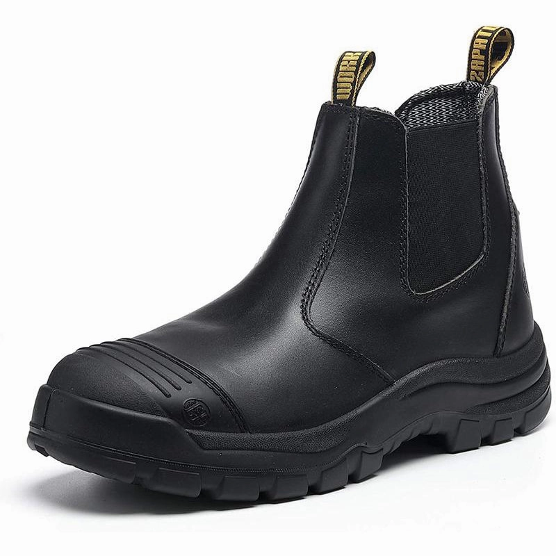 Work Boots 309 LV 802 Men's Slip-on Work Boots Soft Toe Waterproof Black