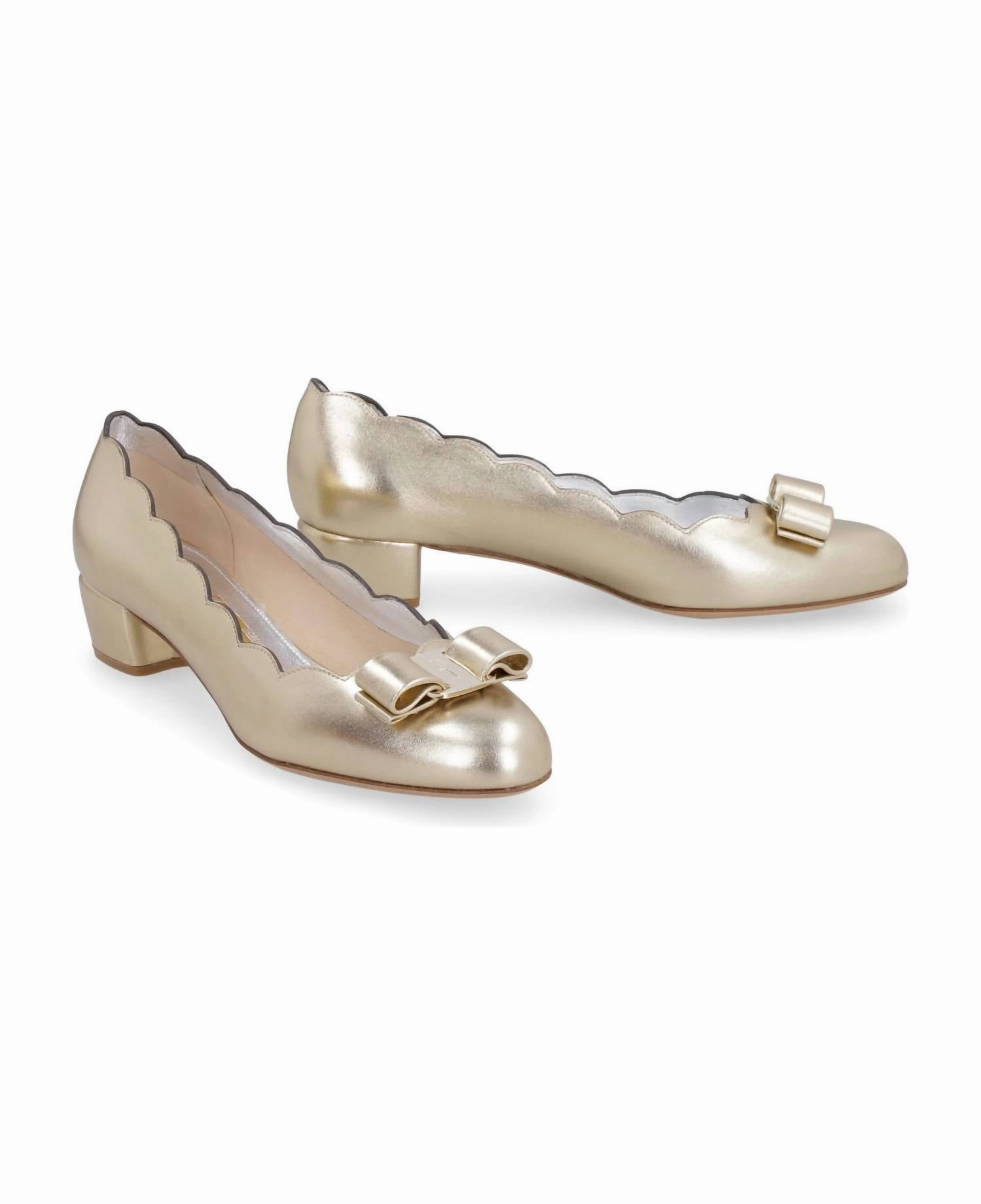 Kiltie Loafers Salvatore Ferragamo - Women's Vara Metallic Leather Ballet Flats