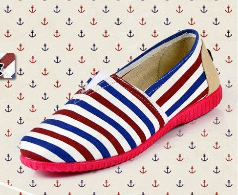 Sapatos Femininos Women Round Toe Slip-on Loafers Female Cute Stripe Cloth Flat Shoes Ladies Casual Soft Shoes Zapatos De Mujer Loafers High Platform