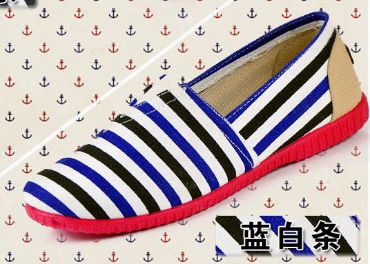 Louboutin Loafers Sapatos Femininos Women Round Toe Slip-on Loafers Female Cute Stripe Cloth Flat Shoes Ladies Casual Soft Shoes Zapatos De Mujer