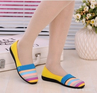 Black Dress Shoes For Men Loafers Sapatos Femininos Women Round Toe Slip-on Loafers Female Cute Stripe Cloth Flat Shoes Ladies Casual Soft Shoes Zapatos De Mujer