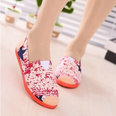 Loafers With Design Sapatos Femininos Women Round Toe Slip-on Loafers Female Cute Stripe Cloth Flat Shoes Ladies Casual Soft Shoes Zapatos De Mujer