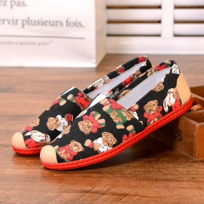 Square Toe Penny Loafers Sapatos Femininos Women Round Toe Slip-on Loafers Female Cute Stripe Cloth Flat Shoes Ladies Casual Soft Shoes Zapatos De Mujer