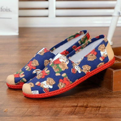 Loafers Timberland Sapatos Femininos Women Round Toe Slip-on Loafers Female Cute Stripe Cloth Flat Shoes Ladies Casual Soft Shoes Zapatos De Mujer