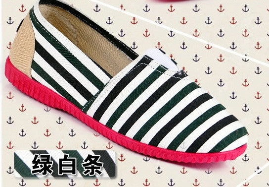 Sapatos Femininos Women Round Toe Slip-on Loafers Female Cute Stripe Cloth Flat Shoes Ladies Casual Soft Shoes Zapatos De Mujer Leather Tan Loafers