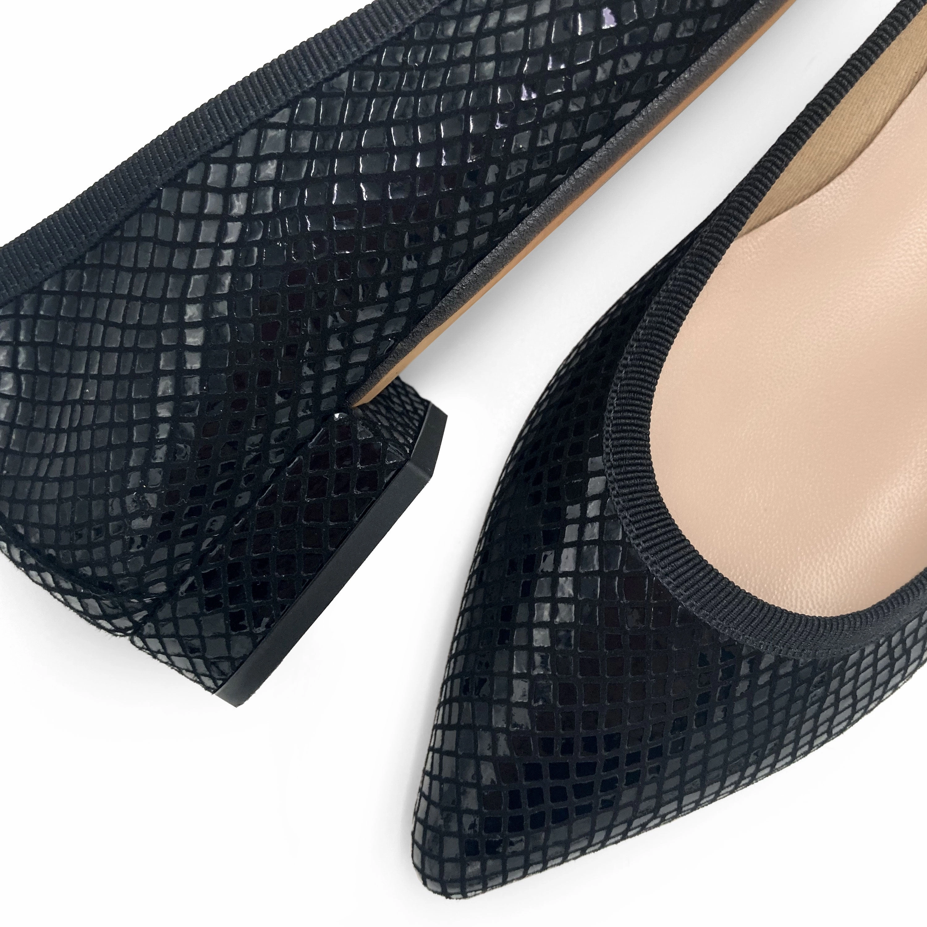 Black laminated suede pointed toe ballet flats Dress Shoe Tennis Shoes