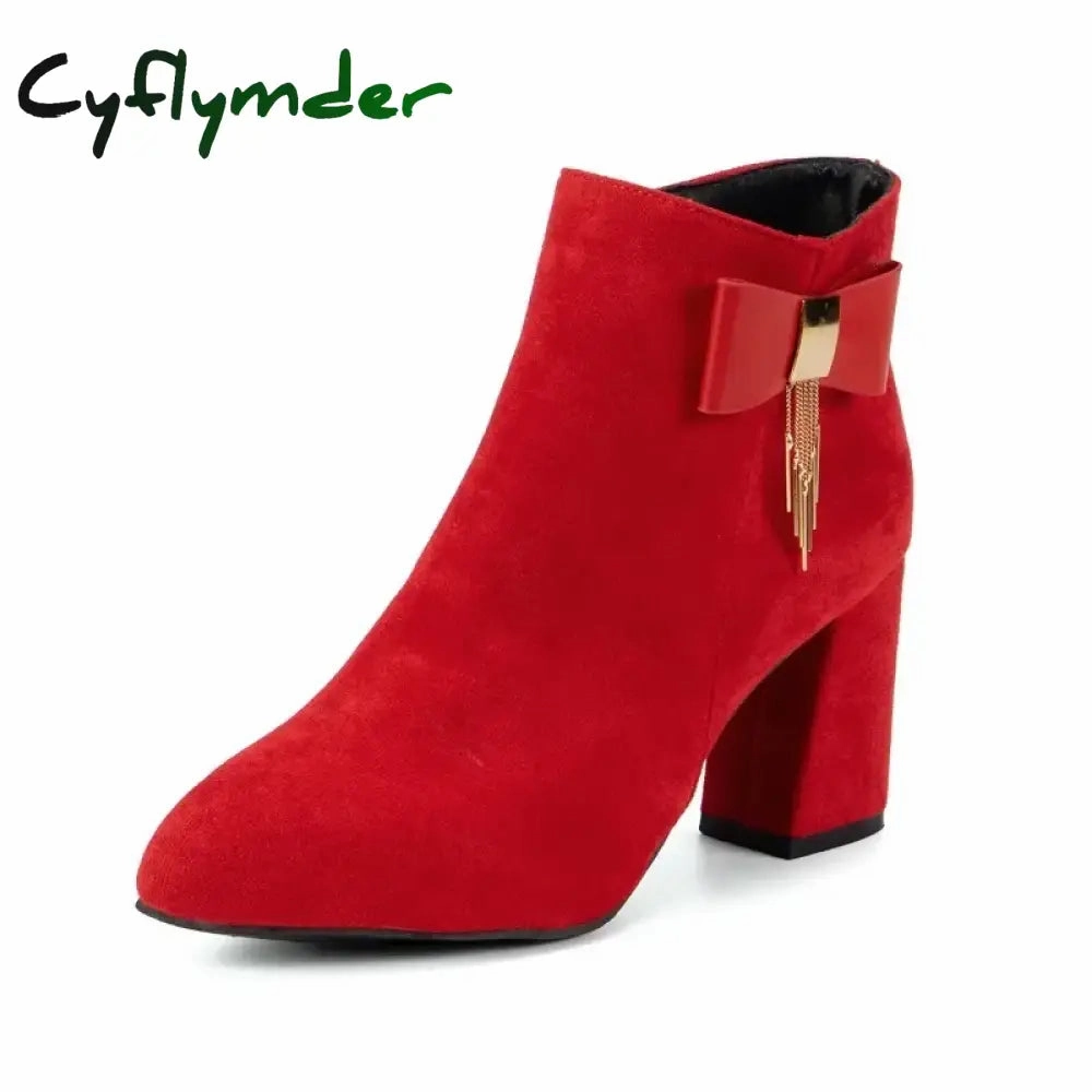 Super Mario Snow Boots CyflymderAnkle snow outfits Boots for Women Winter New Suede Red Women's Boots Comfortable Chunky Platform High Heels Ladies Elegant Dress Shoes