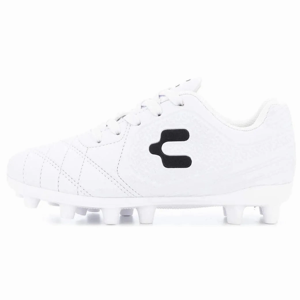 Size 17 Soccer Cleats Charly Kids Legendario YT FG Firm Ground Soccer Cleats - White/Black