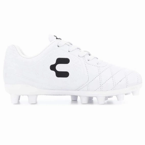 Charly Kids Legendario YT FG Firm Ground Soccer Cleats - White/Black Firm Ground Vs Flexible Ground Soccer Cleats