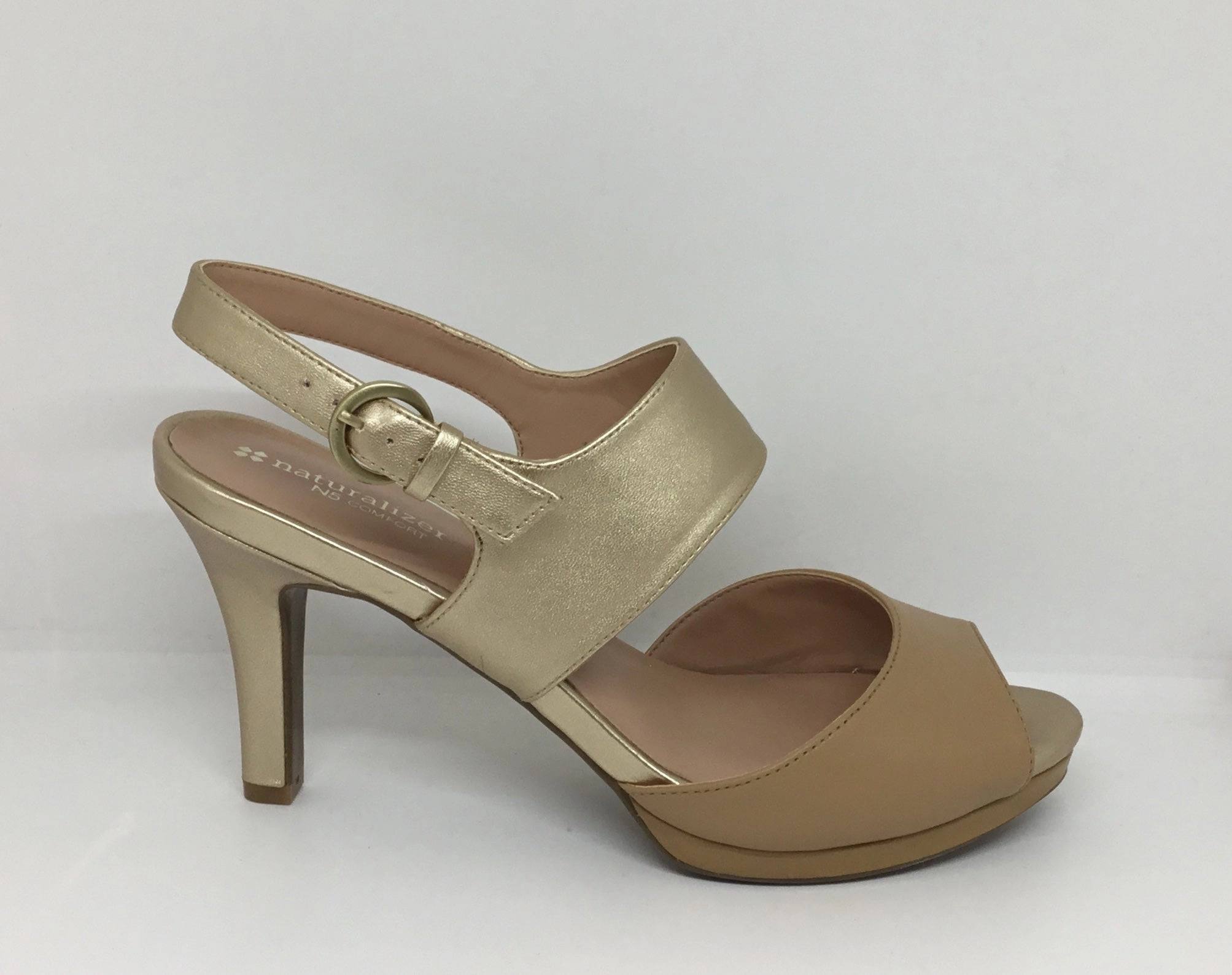 Naturalizer Nebula ~ Gold ~ Black ~ Leather Heel Brunch Glam Timeless Classic