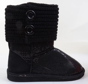 Sequin Crochet Slouchy Knit Sweater Button Flat Boot Black Adidas At-at Shoes