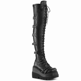 SHAKER-350 DemoniaCult Black Vegan Leather Sexy Women's Over-the-Knee Boots (Alternative Footwear) Adidas New Latest Shoes