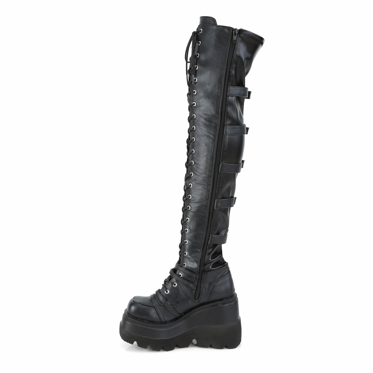 Adidas Munich Shoes SHAKER-350 DemoniaCult Black Vegan Leather Sexy Women's Over-the-Knee Boots (Alternative Footwear)