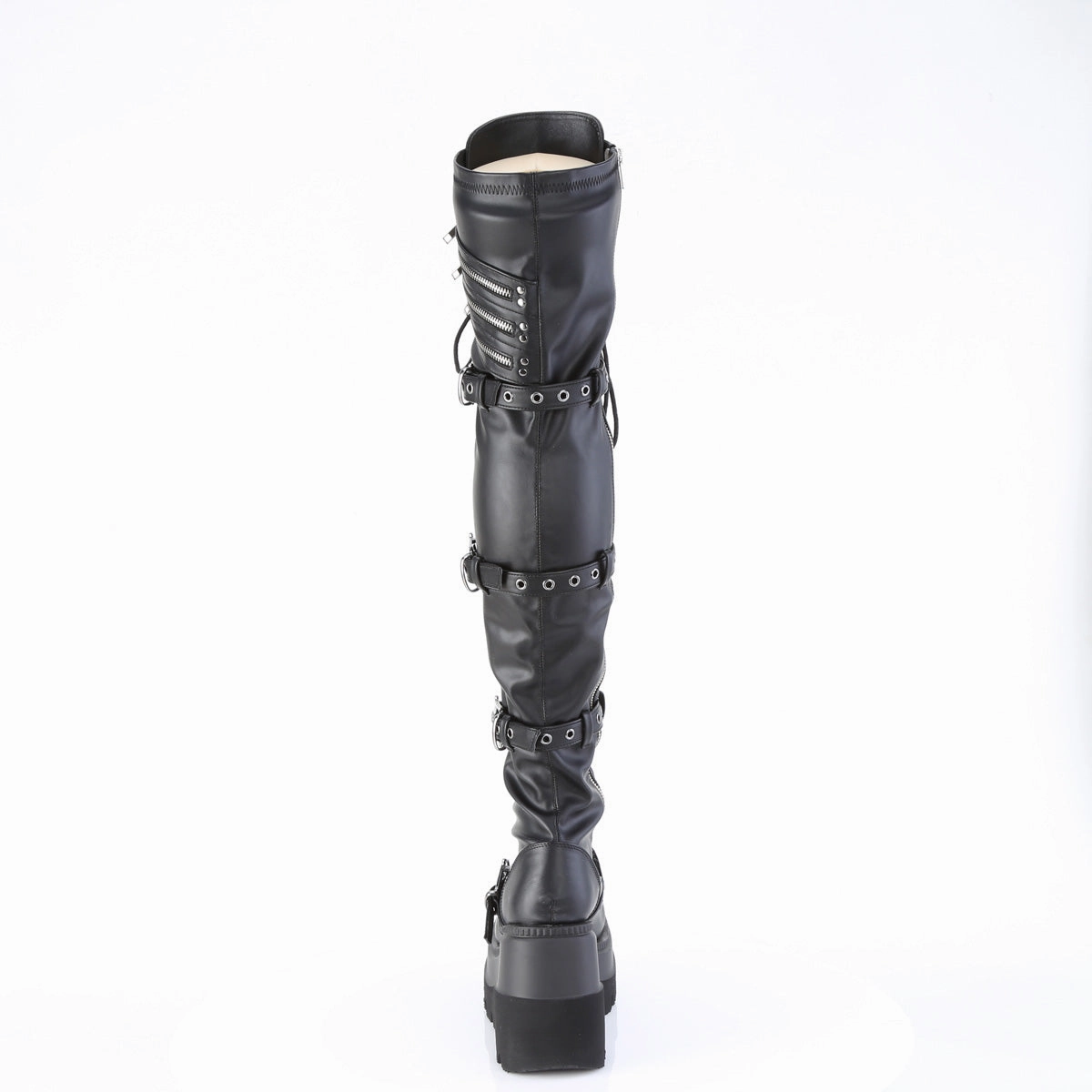 Adidas Shoes Rod Laver SHAKER-420 DemoniaCult Black Stretch Vegan Leather Sexy Women's Over-the-Knee Boots (Alternative Footwear)