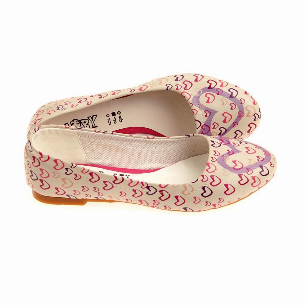Gold Tone Cute Hearts Ballerinas Shoes 1010