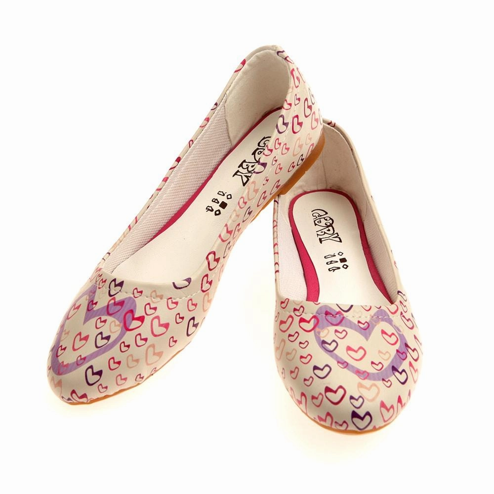 Cute Hearts Ballerinas Shoes 1010 Ankle Support