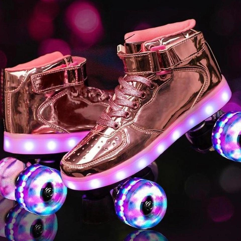 Asics Solution Swift Ff 2 Tennis Shoe Shiny Roller Skates With Lights For Skating Arenas And Parties Pink  | Dancing Led Light Shoes  | Kids Led Light Roller Heelys Shoes  | Led Light Shoes For Women