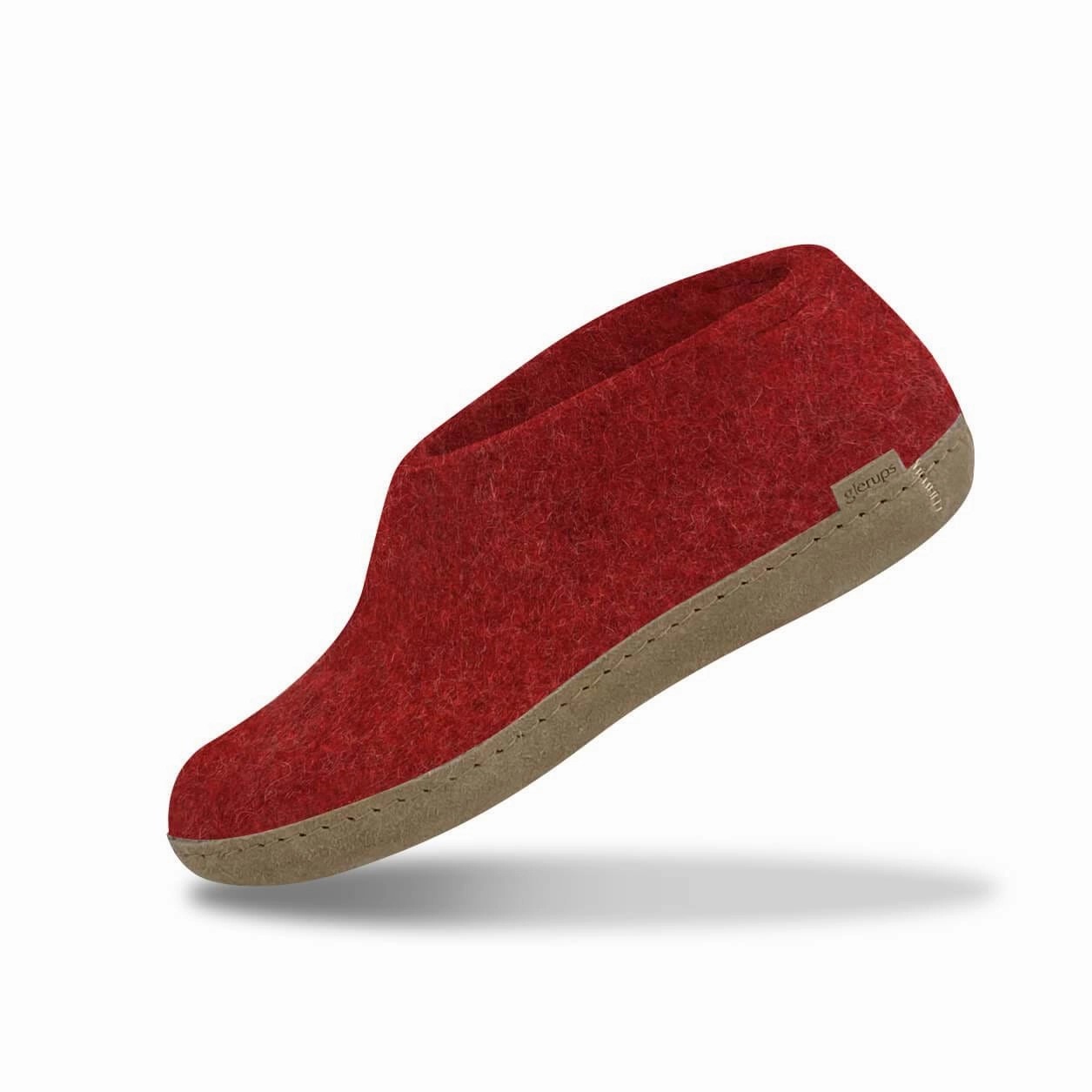 Shoe with leather sole - Red Soft Impact Guard for workers