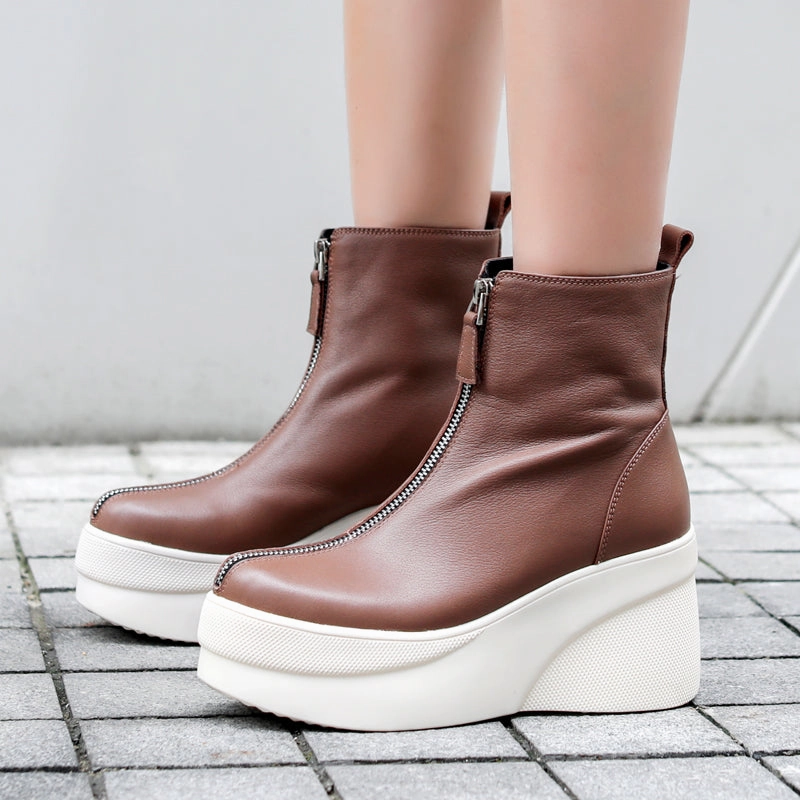 Keen Hiking Boots Warranty Short Boots Leather All-match Wedge Heel | Brodtica.com