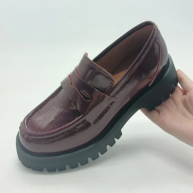 Original RIZABINA 2022 Ins Women Flats Shoes Real Leather Loafers Fashion Platform Casual Shoes Woman Office Lady Footwear Size 34-43 Cherry Doc Martens Loafers