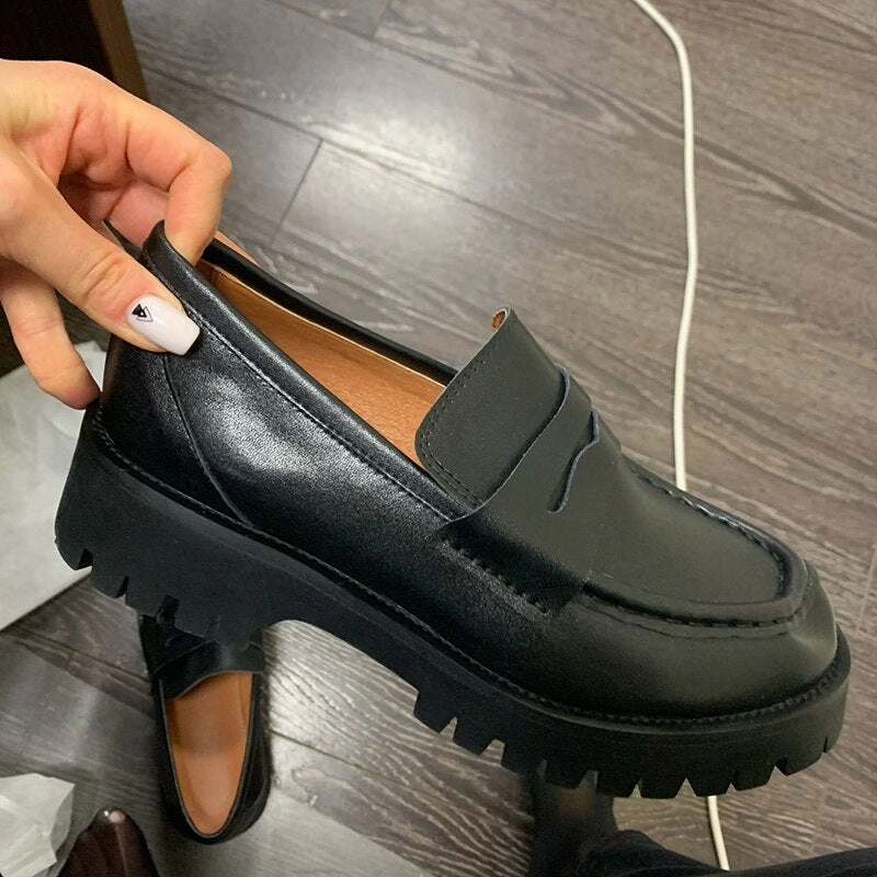 Original RIZABINA 2022 Ins Women Flats Shoes Real Leather Loafers Fashion Platform Casual Shoes Woman Office Lady Footwear Size 34-43 Loafers Prada