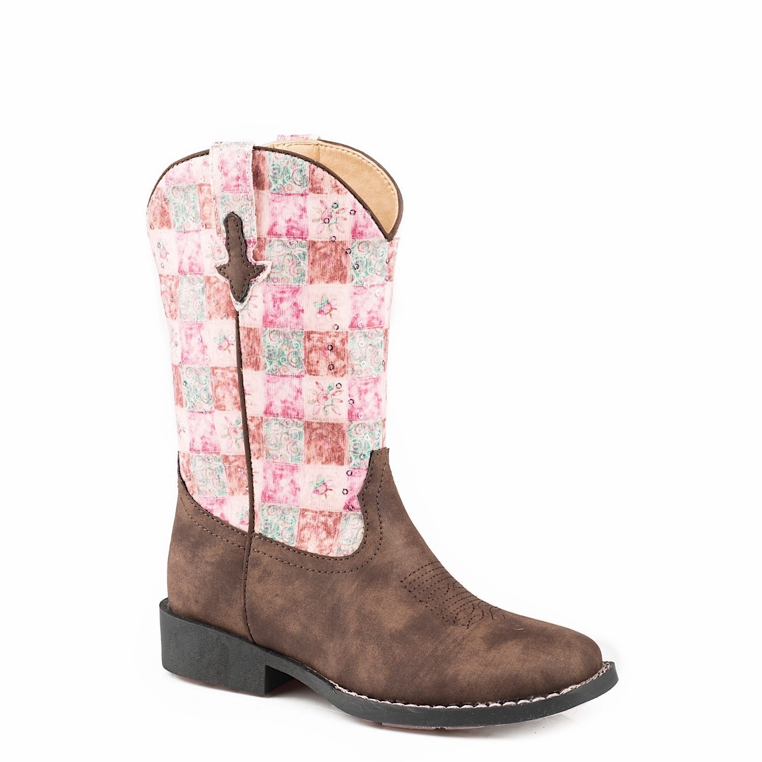 Boots Over The Knee Boots Roper Little Kid's Floral Shine Boot - Brown/Pink