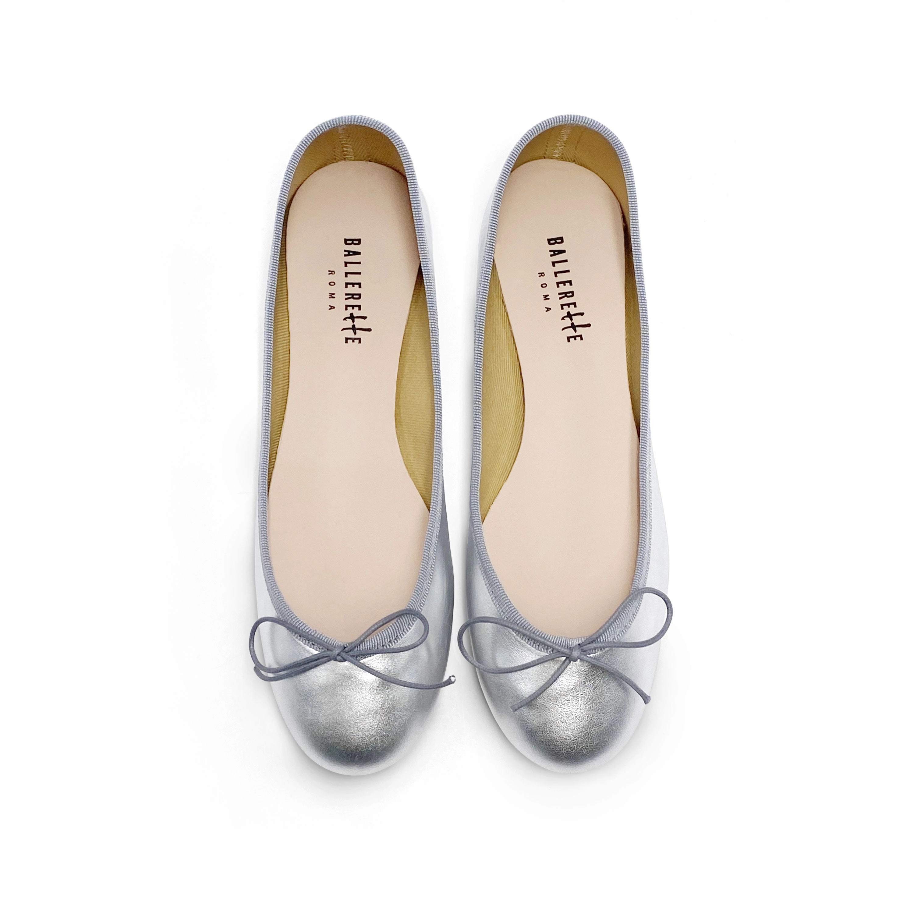 Easy Spirit Dress Shoes Low Heel Silver metallic leather ballet flats