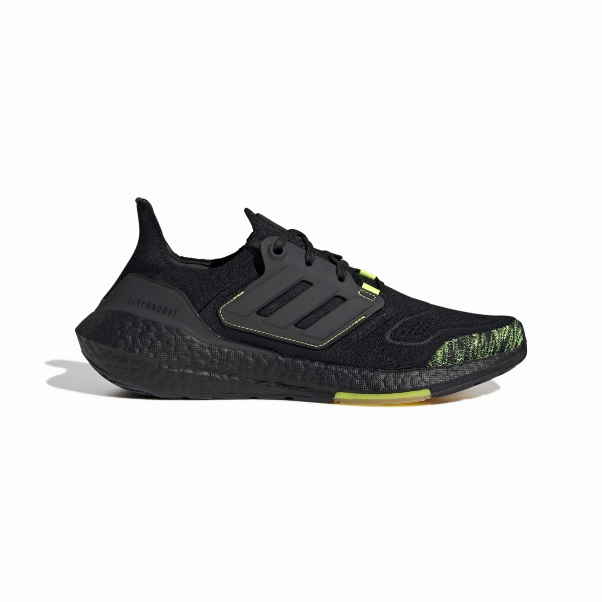 ADIDAS GX5915 ULTRABOOST 22 MN'S (Medium) Black/Black/Yellow Textile Running Shoes Corner Style Suede Soft