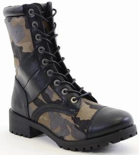 Bulk Rain Boots Cap Toe Black Camoflauge 8i Lace Up Lug Sole Combat Vegan Boots Women's