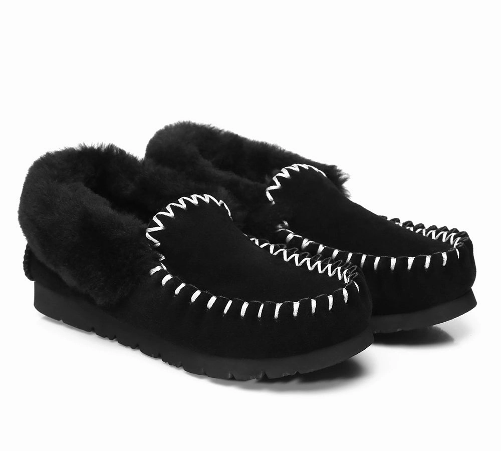 Japanese House Slippers AUSTRALIAN SHEPHERD UGG Slippers Kids Sheepskin Wool Ankle Popo Moccasins