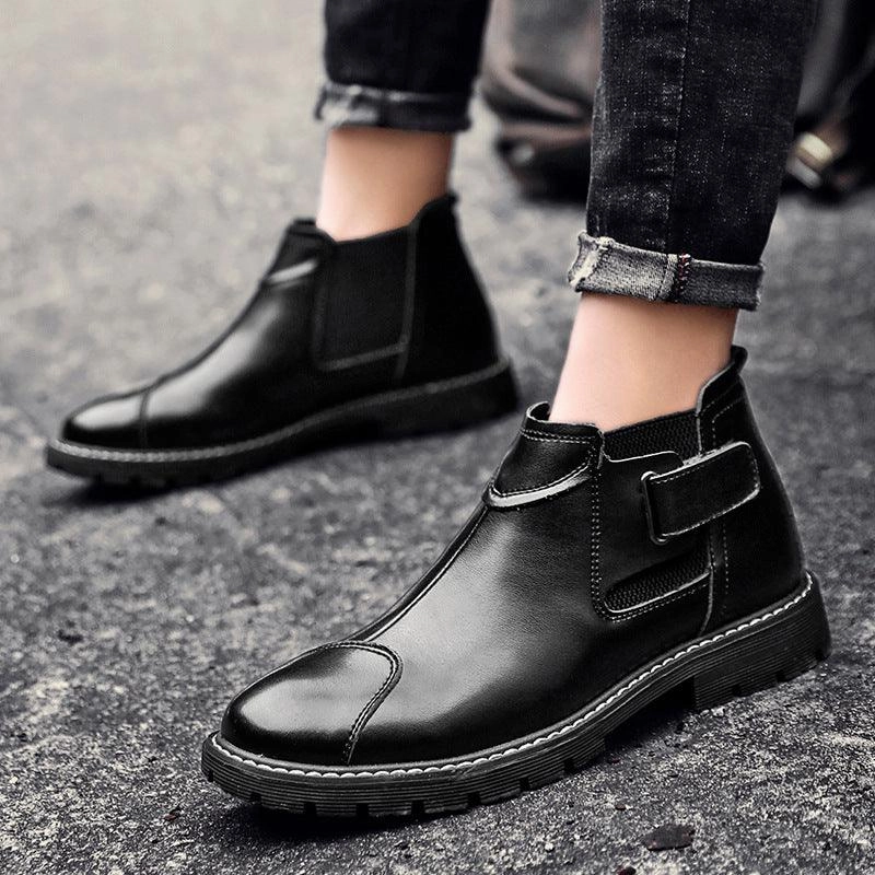 Sleeve Leather Boots Men Boots Spring